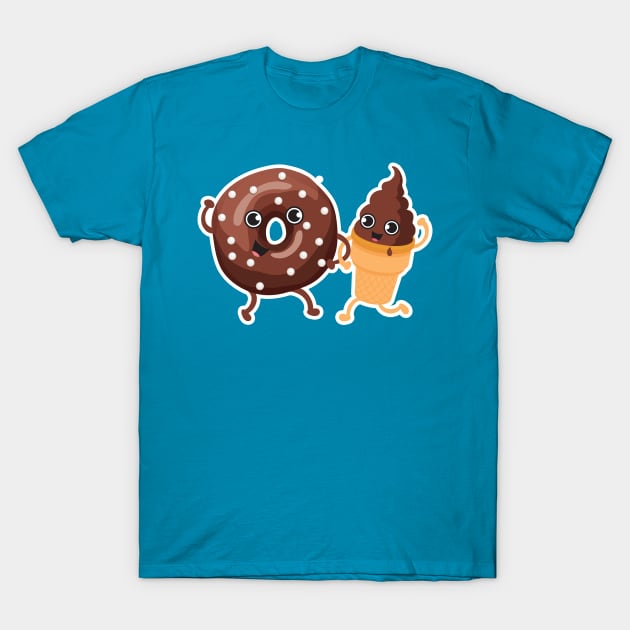 Chocolate Donut + Ice cream T-Shirt by Plushism